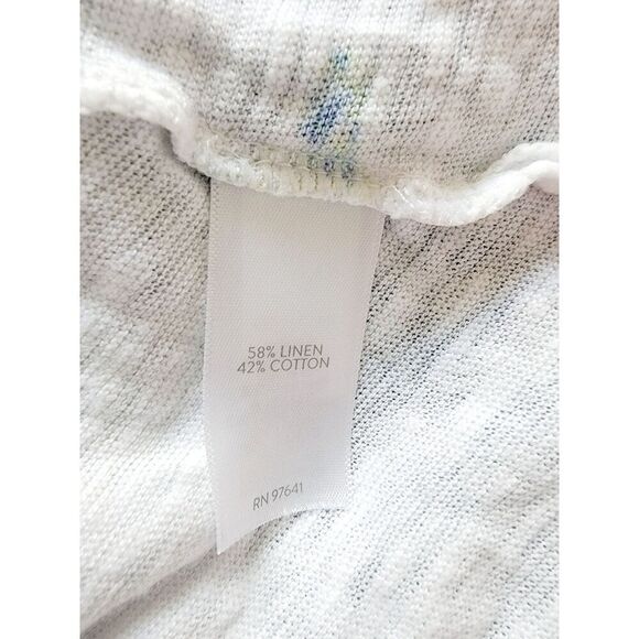 J. Jill M Sweater Knit Top Womens Linen Beachy Tropical‎ White Handkerch Slv - Picture 9 of 9